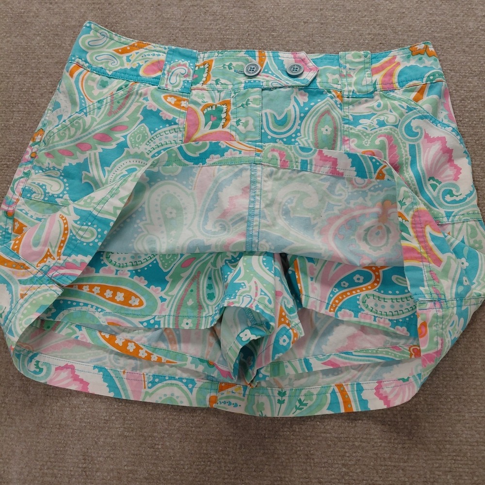 New York & Company Womens Size 12 Skort Paisley Pink Blue Green Colorful Skirt - Picture 7 of 14